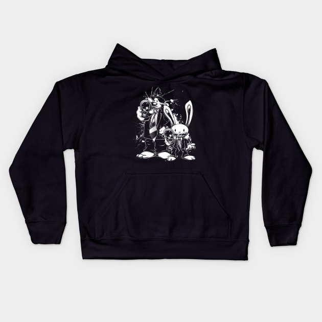 Sam & Max X Pulp Fiction (white) Kids Hoodie by crula